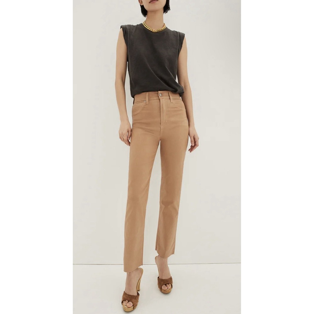 Veronica Beard RYLEIGH Waxed High Rise Jean Sz 28 Brown Slim Leg Designer
